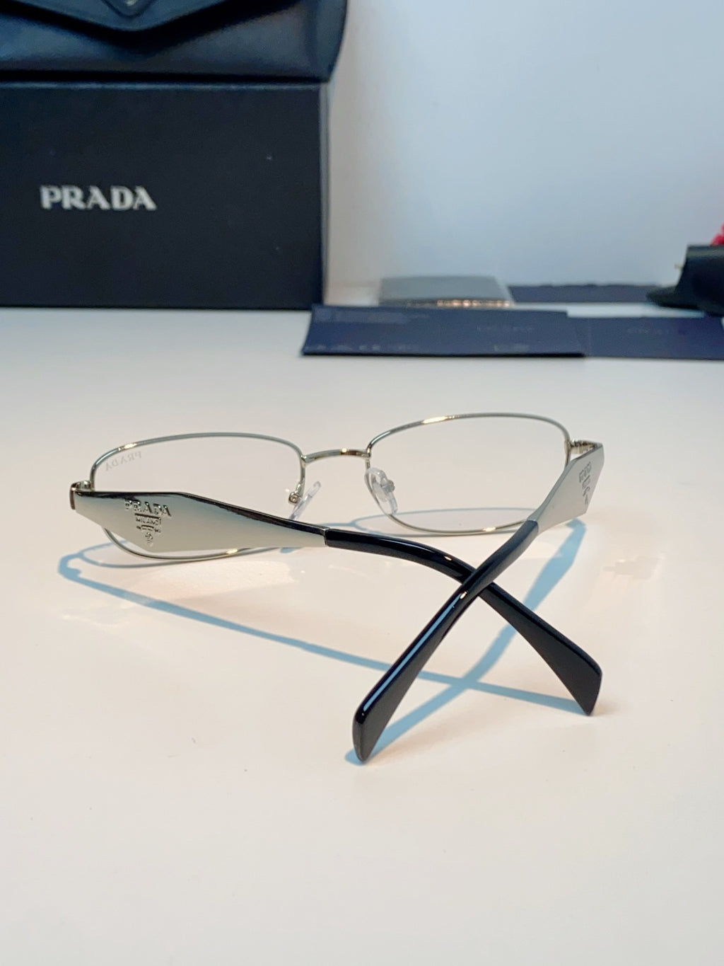 Prada Metal Oval Silver Lens Sunglasses for Men & Women - detail image 3