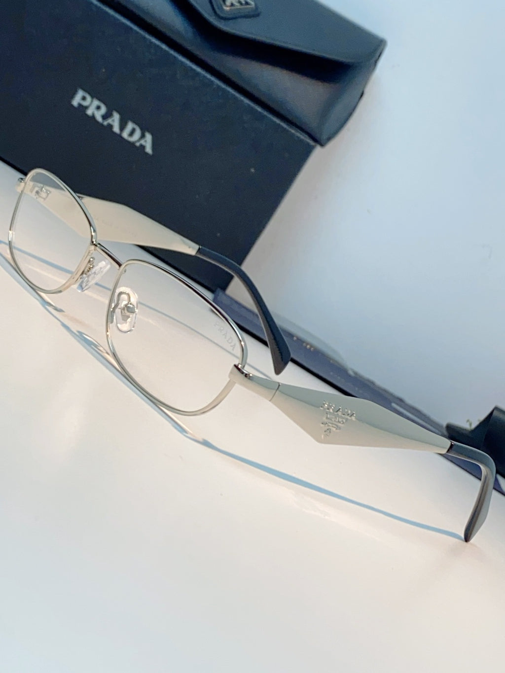 Prada Metal Oval Silver Lens Sunglasses for Men & Women - detail image 7