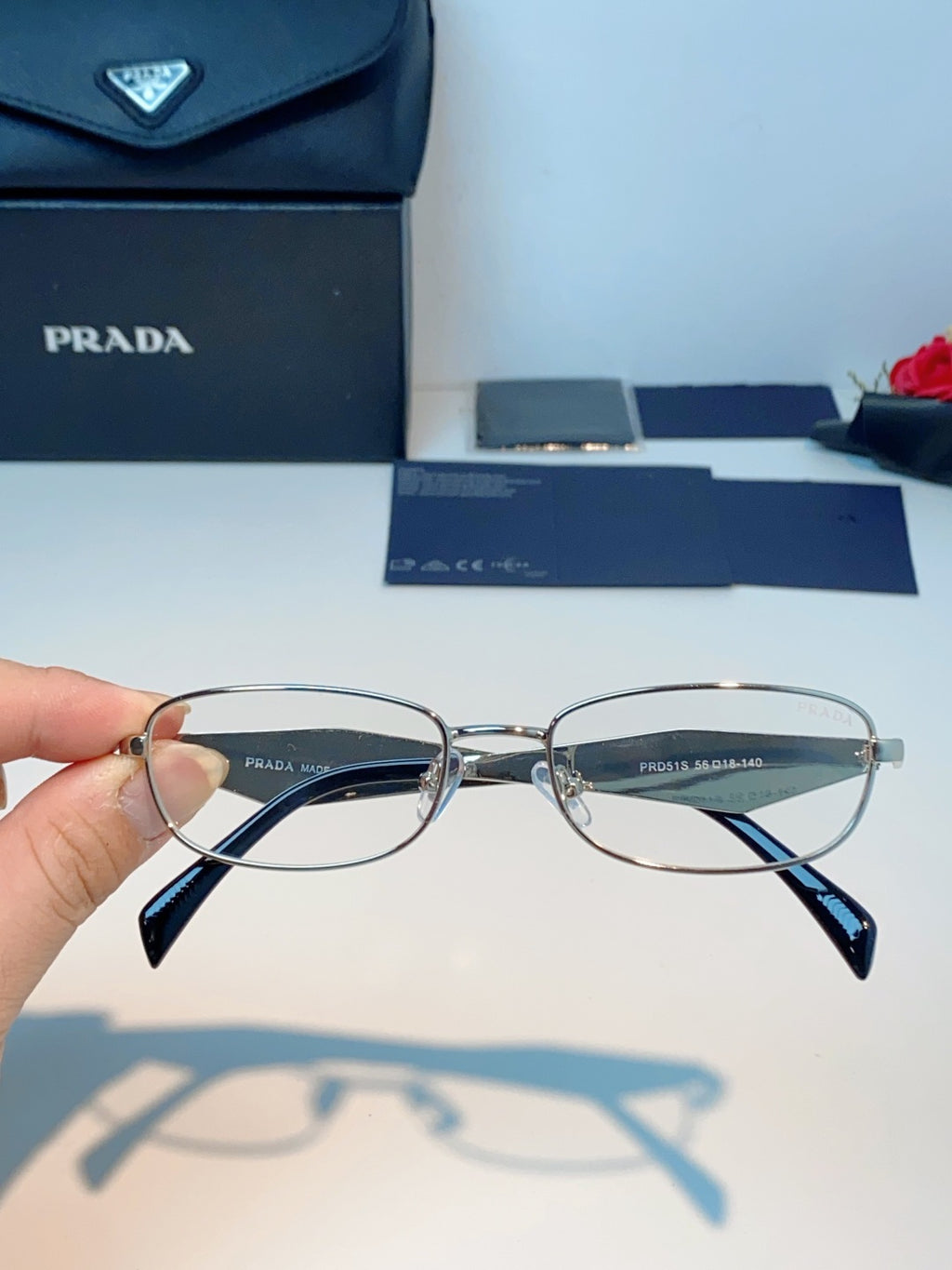 Prada Metal Oval Silver Lens Sunglasses for Men & Women - detail image 4
