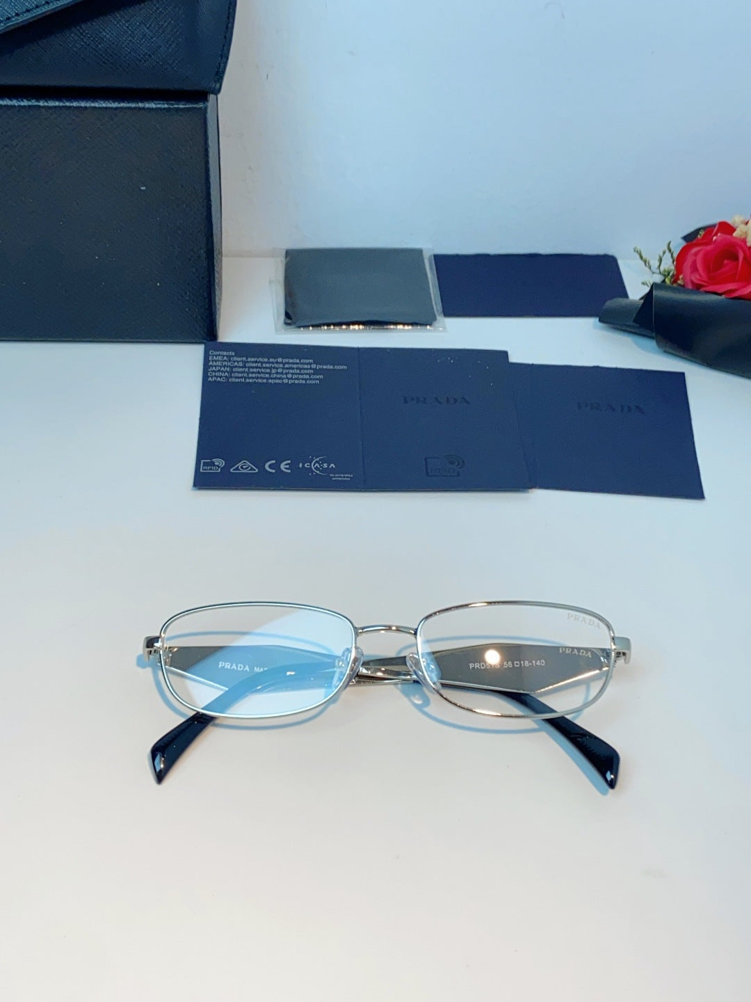 Prada Metal Oval Silver Lens Sunglasses for Men & Women - detail image 10