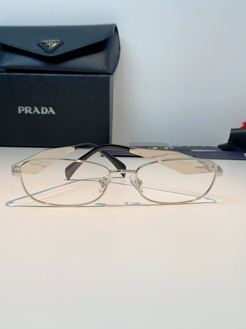 Prada Metal Oval Silver Lens Sunglasses for Men & Women - detail image 2