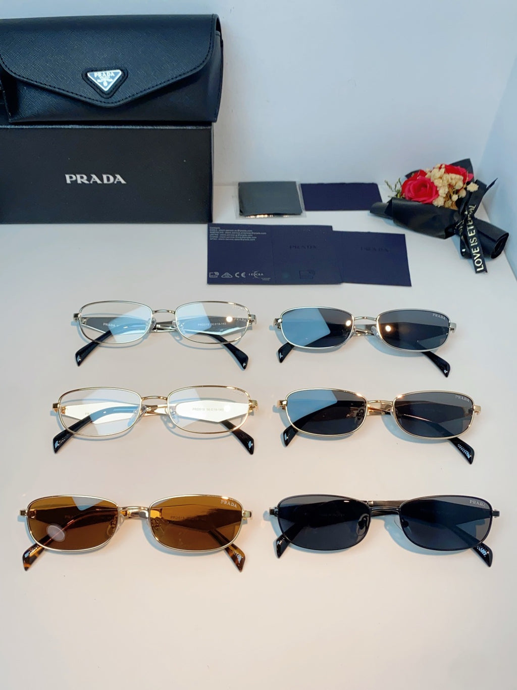 Prada Metal Oval Gray Lens Sunglasses for Men & Women - detail image 13