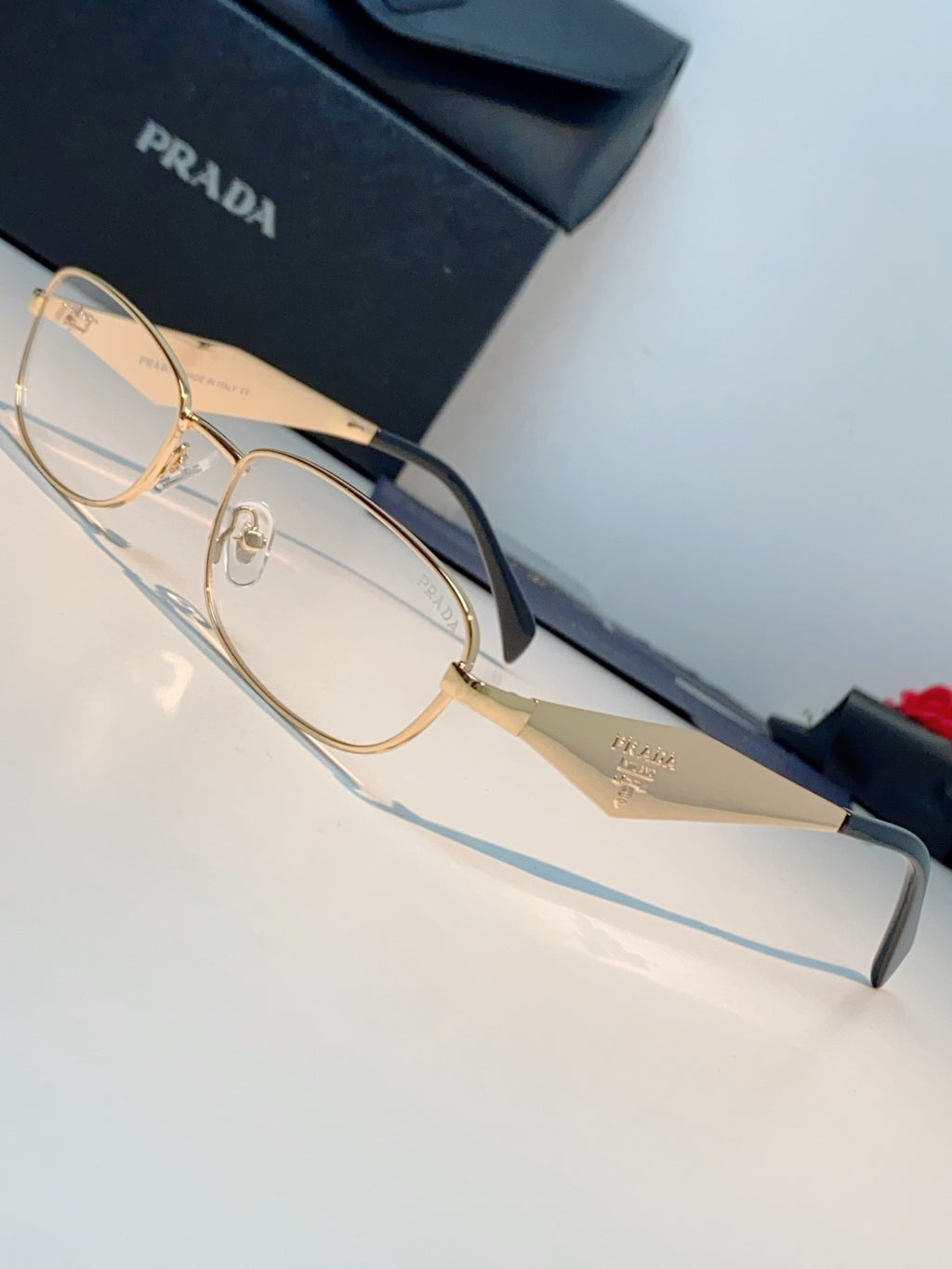 Prada Metal Oval Gold Lens Sunglasses for Men & Women - detail image 7