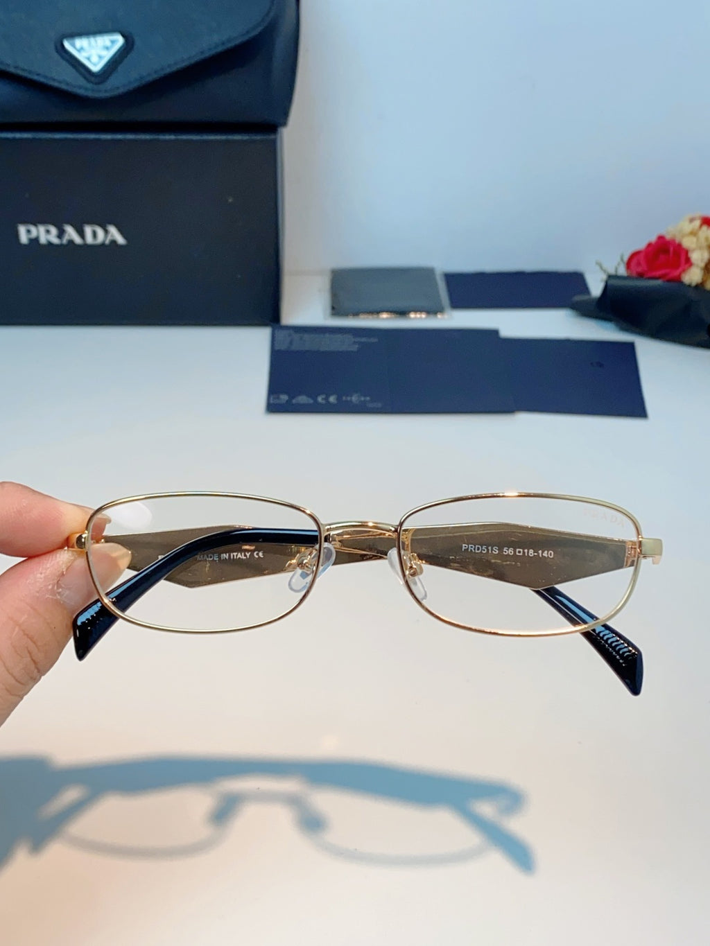Prada Metal Oval Gold Lens Sunglasses for Men & Women - detail image 4