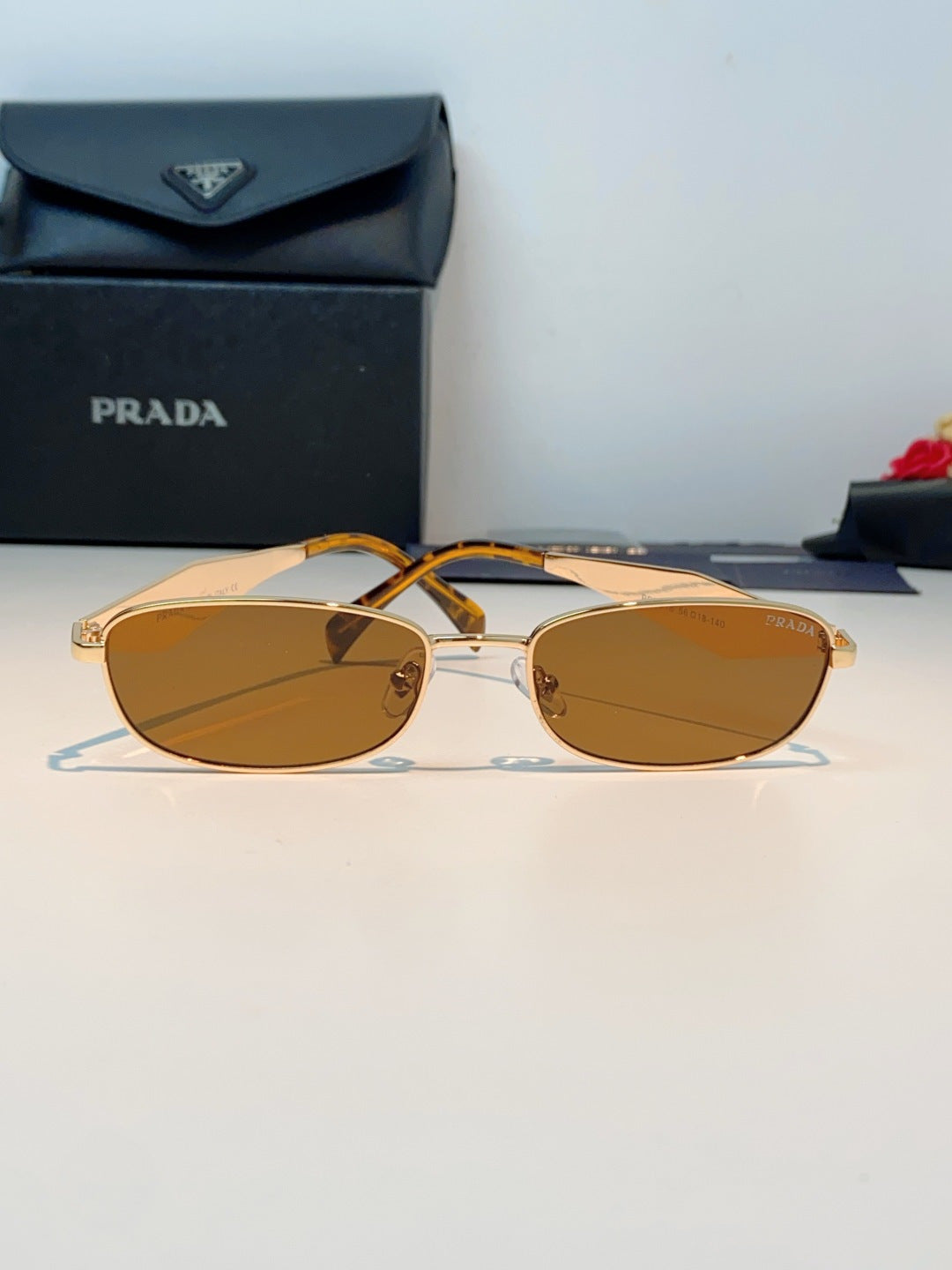 Prada Metal Oval Orange Lens Sunglasses for Men & Women - detail image 2