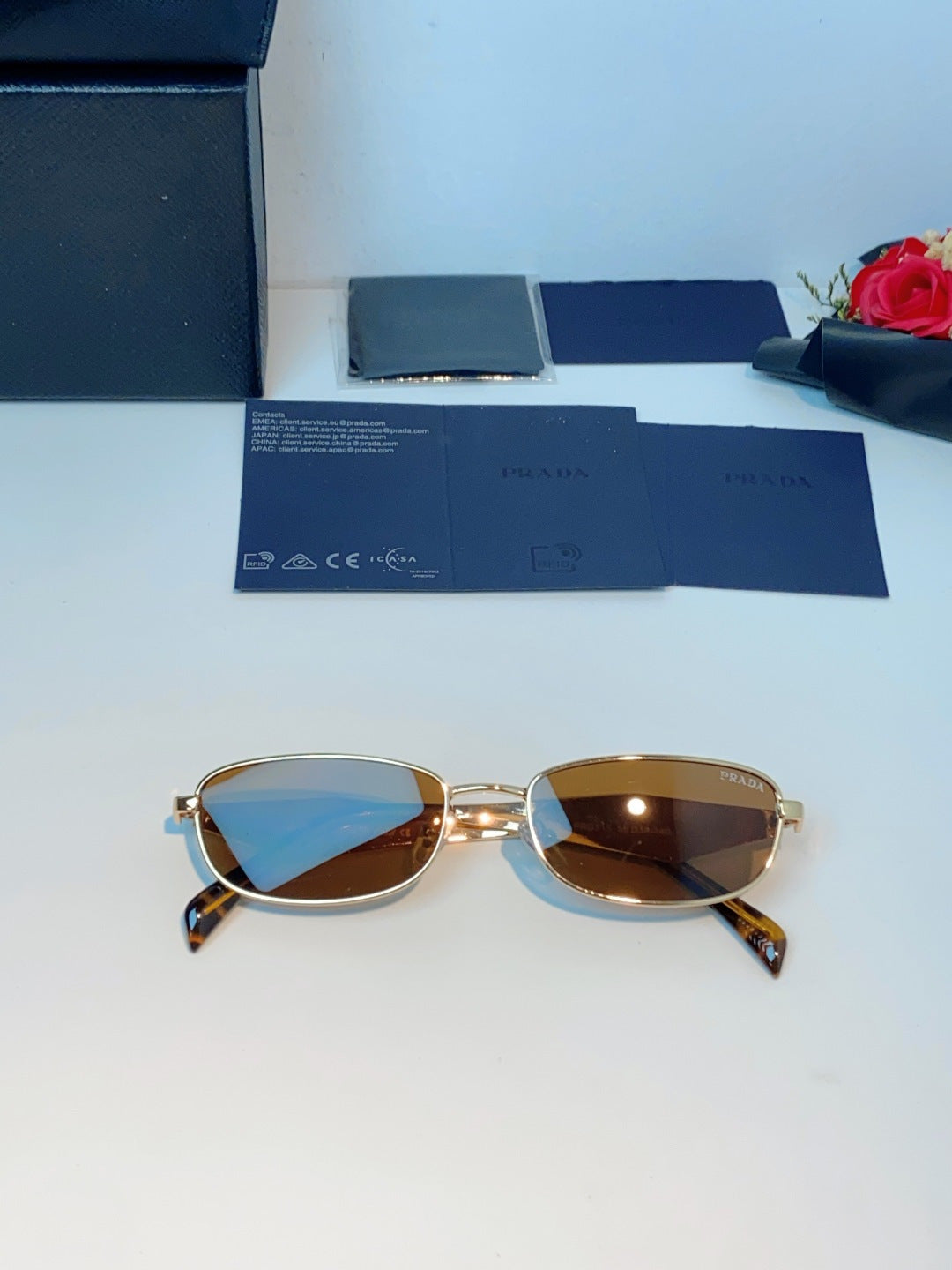 Prada Metal Oval Orange Lens Sunglasses for Men & Women - detail image 10