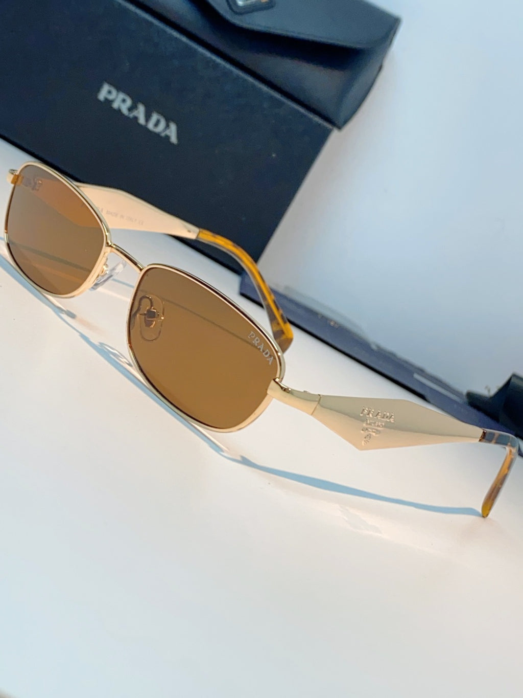 Prada Metal Oval Orange Lens Sunglasses for Men & Women - detail image 7