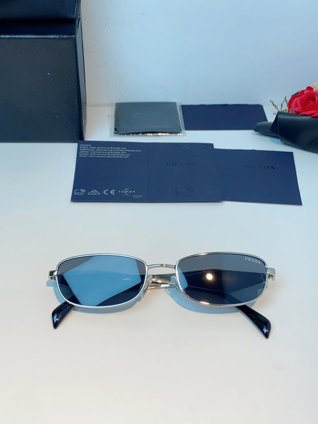 Prada Metal Oval Gray Lens Sunglasses for Men & Women - detail image 10