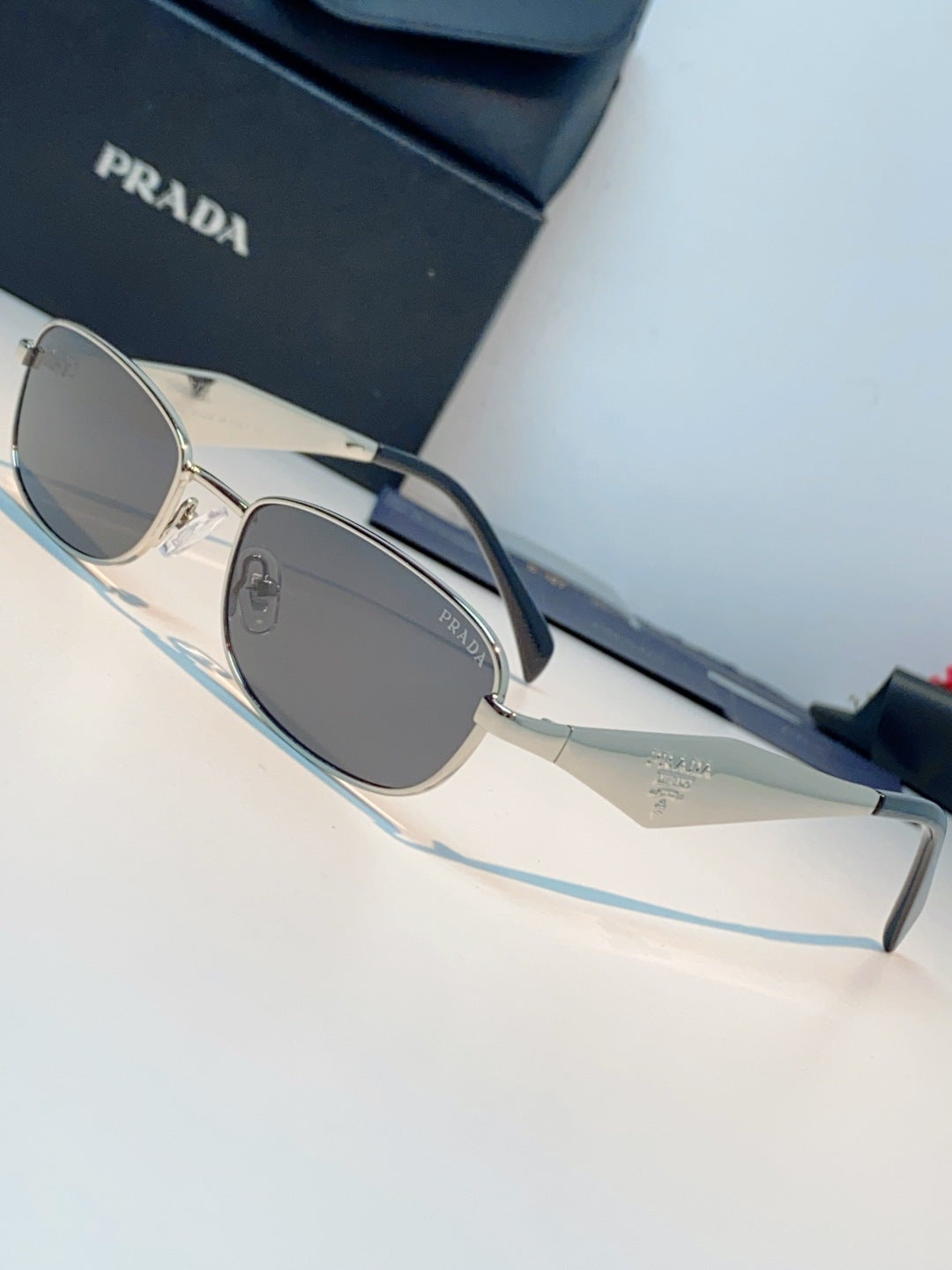 Prada Metal Oval Gray Lens Sunglasses for Men & Women - detail image 7