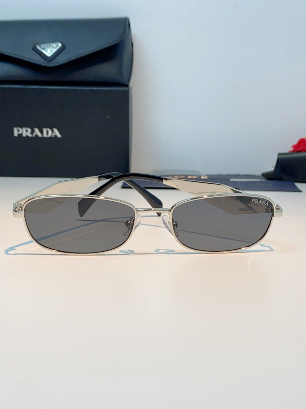 Prada Metal Oval Gray Lens Sunglasses for Men & Women - detail image 2