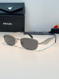 Prada Metal Oval Gray Lens Sunglasses for Men & Women