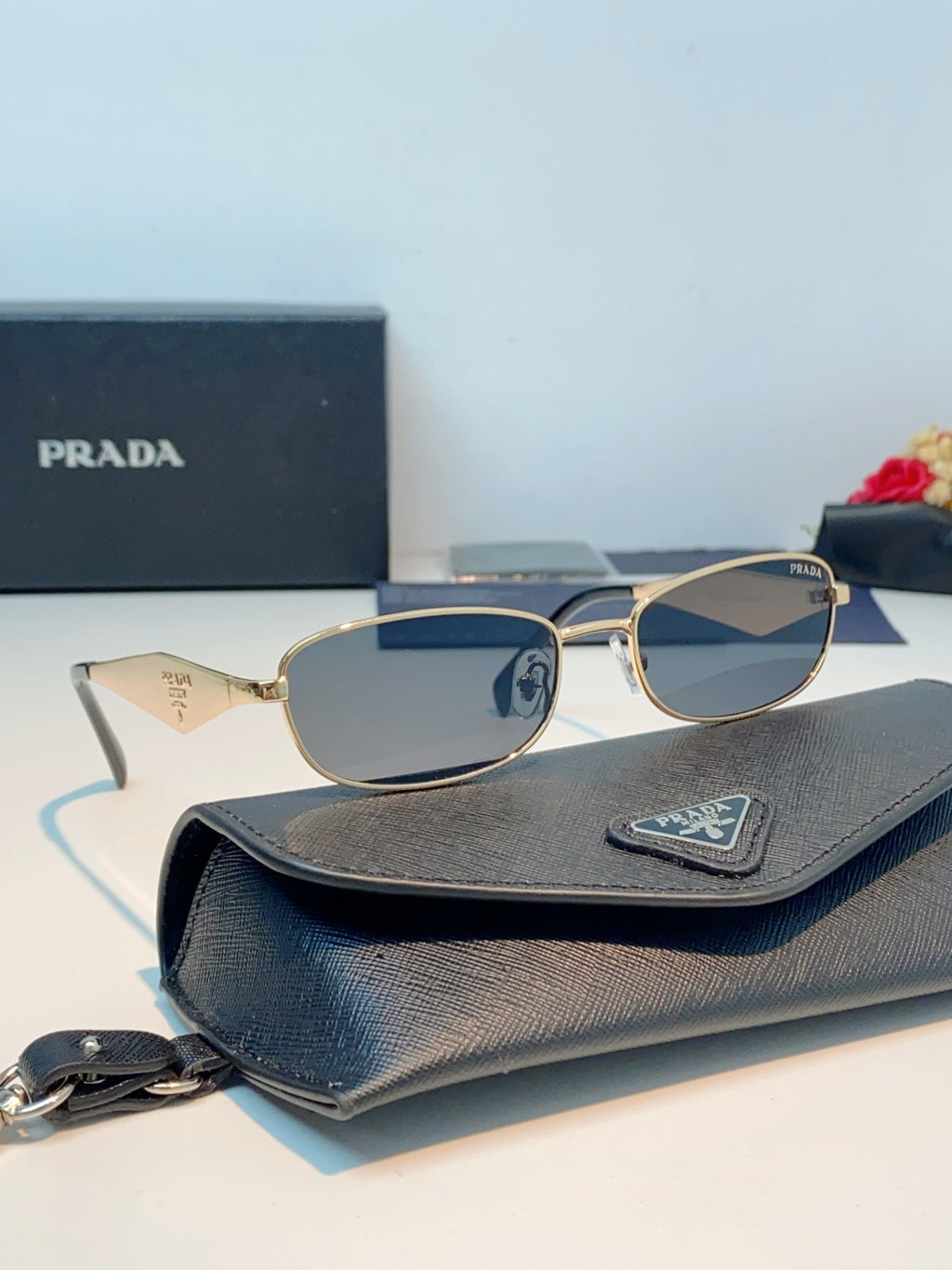 Prada Metal Oval Brown Lens Sunglasses for Men & Women - detail image 11