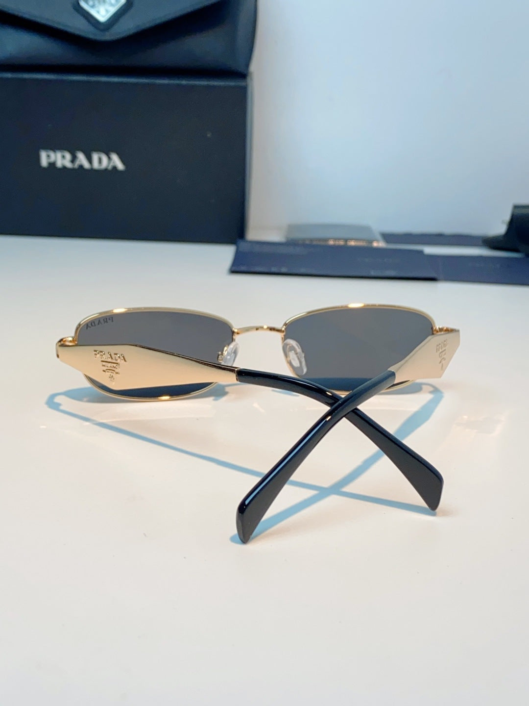 Prada Metal Oval Brown Lens Sunglasses for Men & Women - detail image 3
