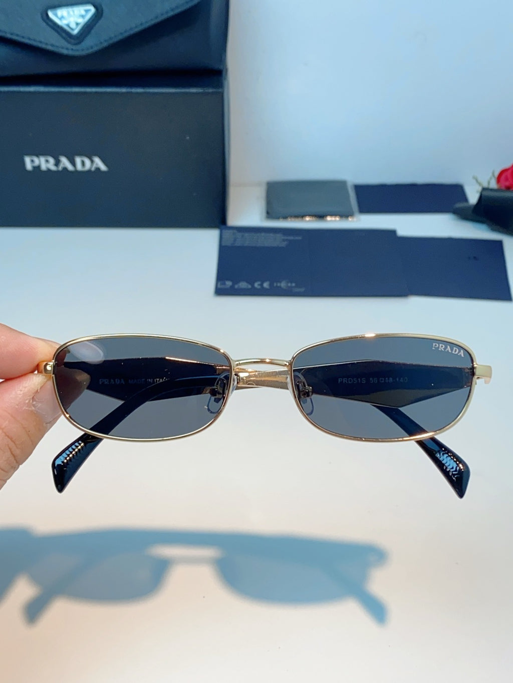 Prada Metal Oval Brown Lens Sunglasses for Men & Women - detail image 4