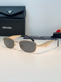 Prada Metal Oval Brown Lens Sunglasses for Men & Women