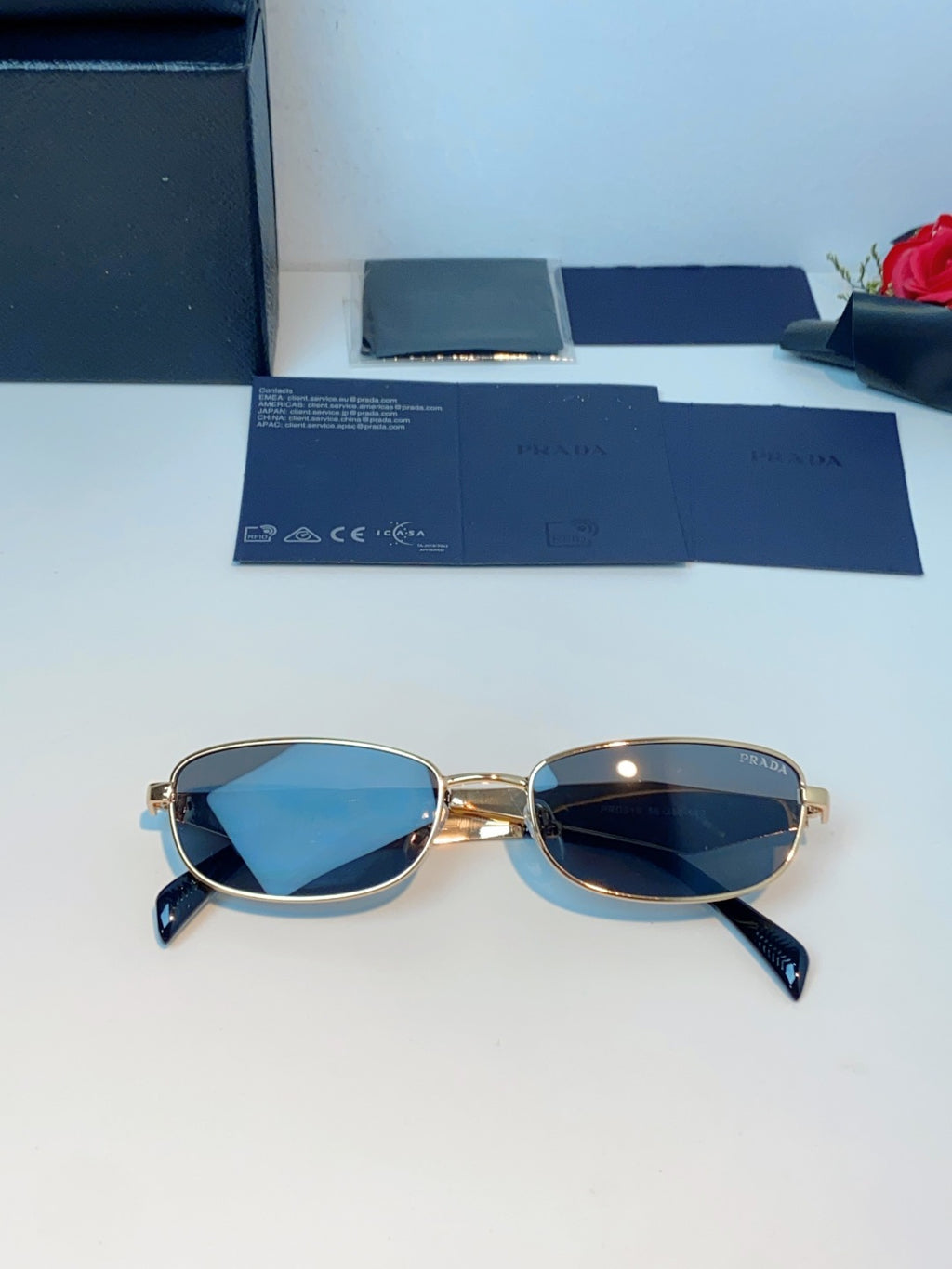 Prada Metal Oval Brown Lens Sunglasses for Men & Women - detail image 10