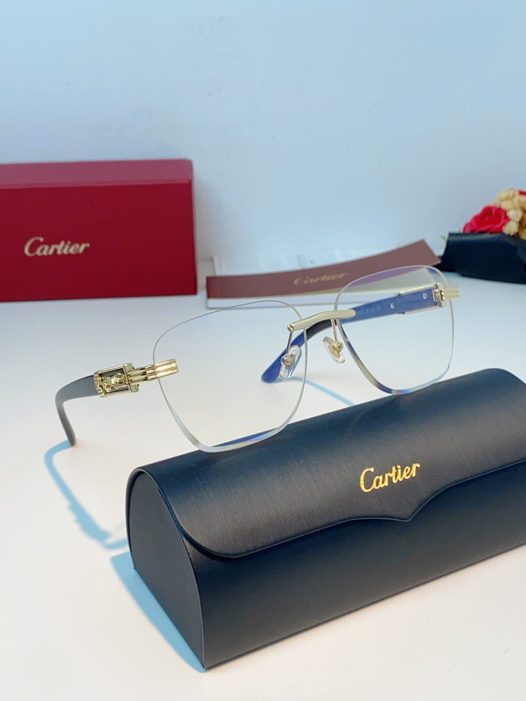 Cartier Lightweight Rimless Silver Lens Sunglasses for Men & Women - 358572 - detail image 11