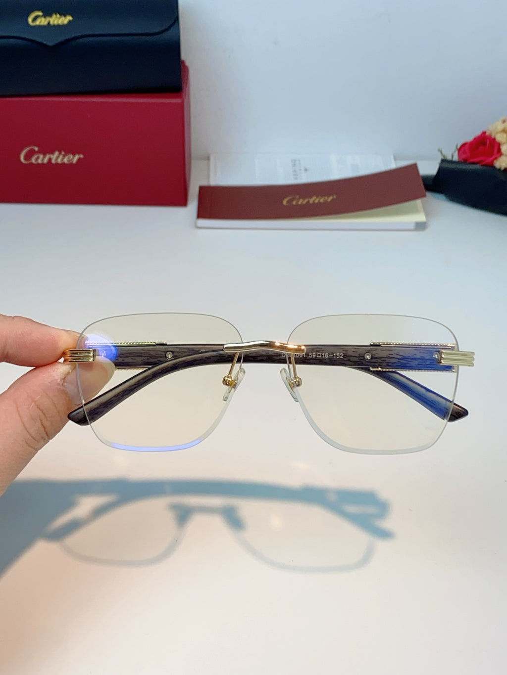Cartier Lightweight Rimless Silver Lens Sunglasses for Men & Women - 358572 - detail image 4