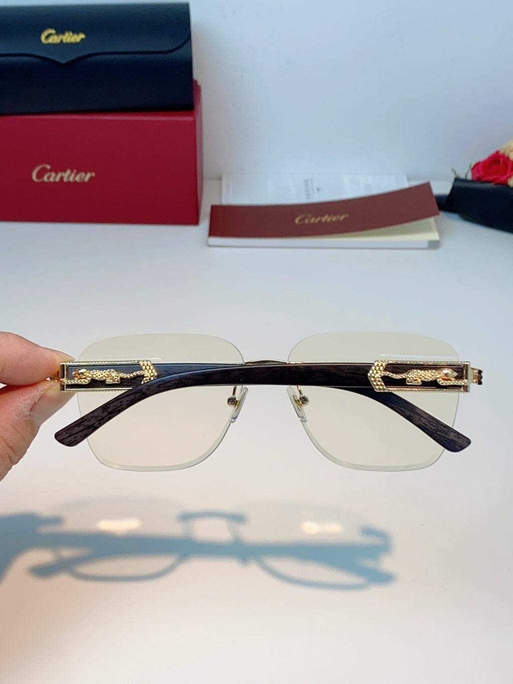 Cartier Lightweight Rimless Silver Lens Sunglasses for Men & Women - 358572 - detail image 5