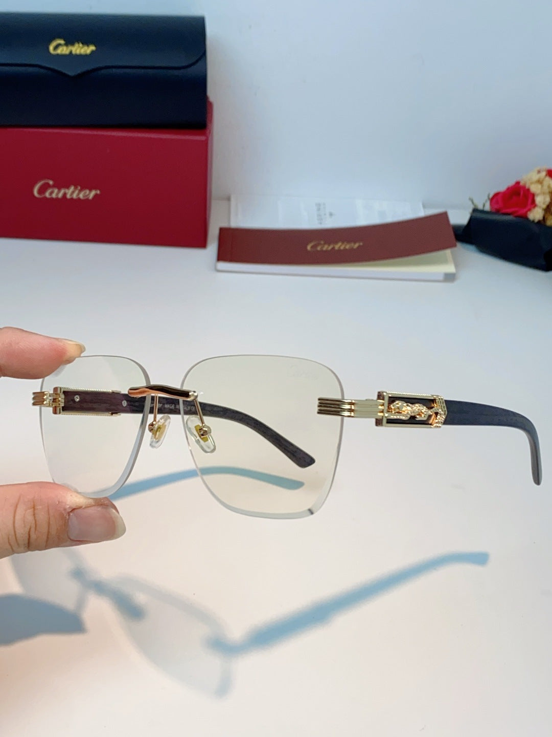 Cartier Lightweight Rimless Silver Lens Sunglasses for Men & Women - 358572 - detail image 6