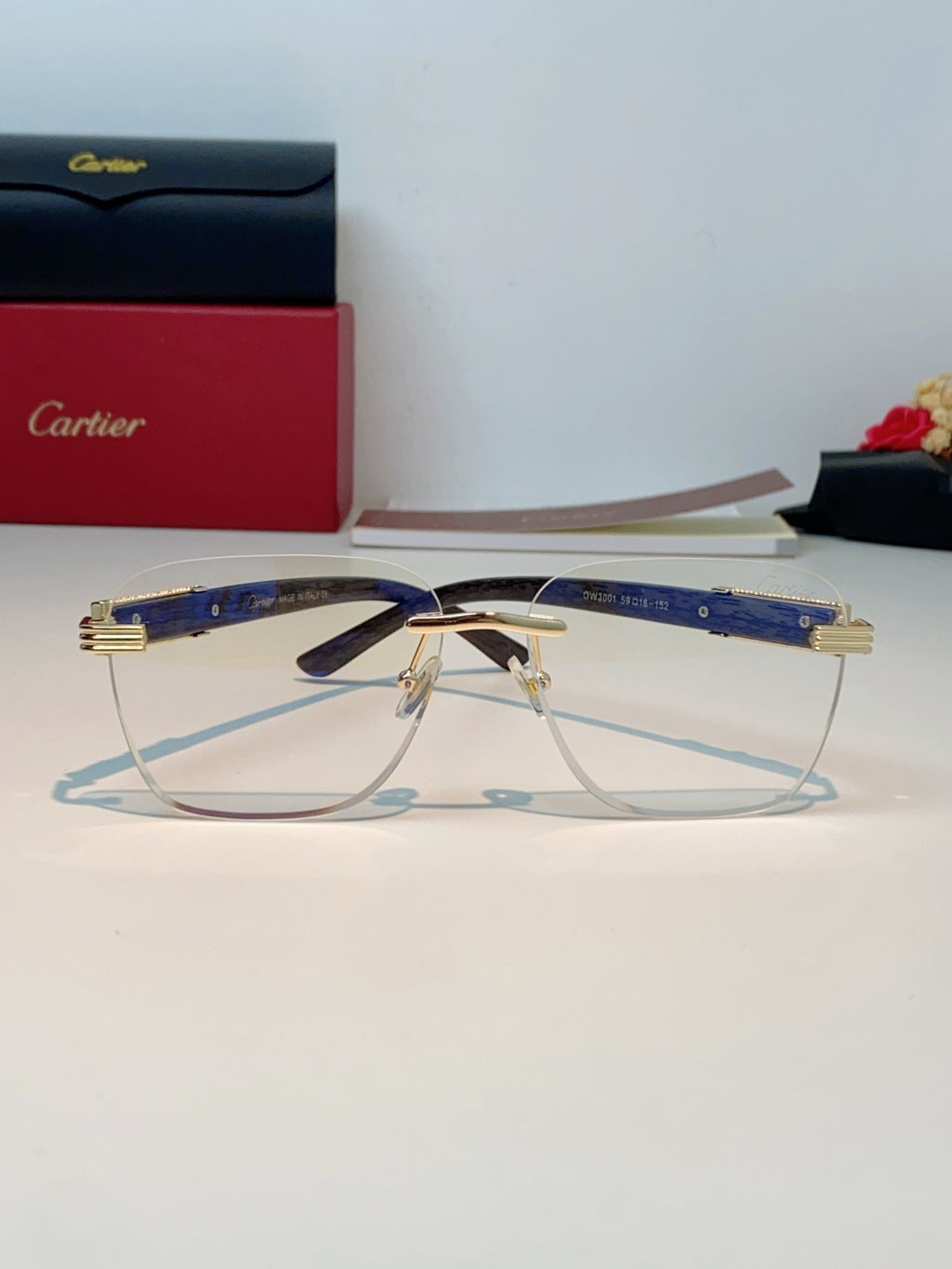 Cartier Lightweight Rimless Silver Lens Sunglasses for Men & Women - 358572 - detail image 2