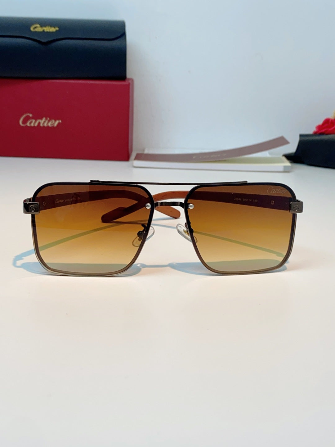 Cartier Metal Aviator Brown Lens Sunglasses for Men - detail image 2