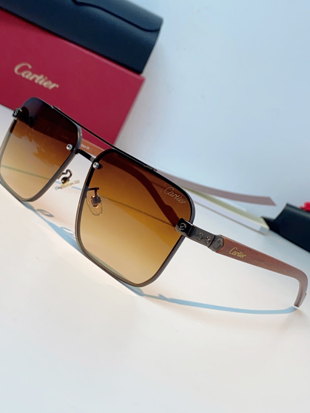 Cartier Metal Aviator Brown Lens Sunglasses for Men - detail image 7