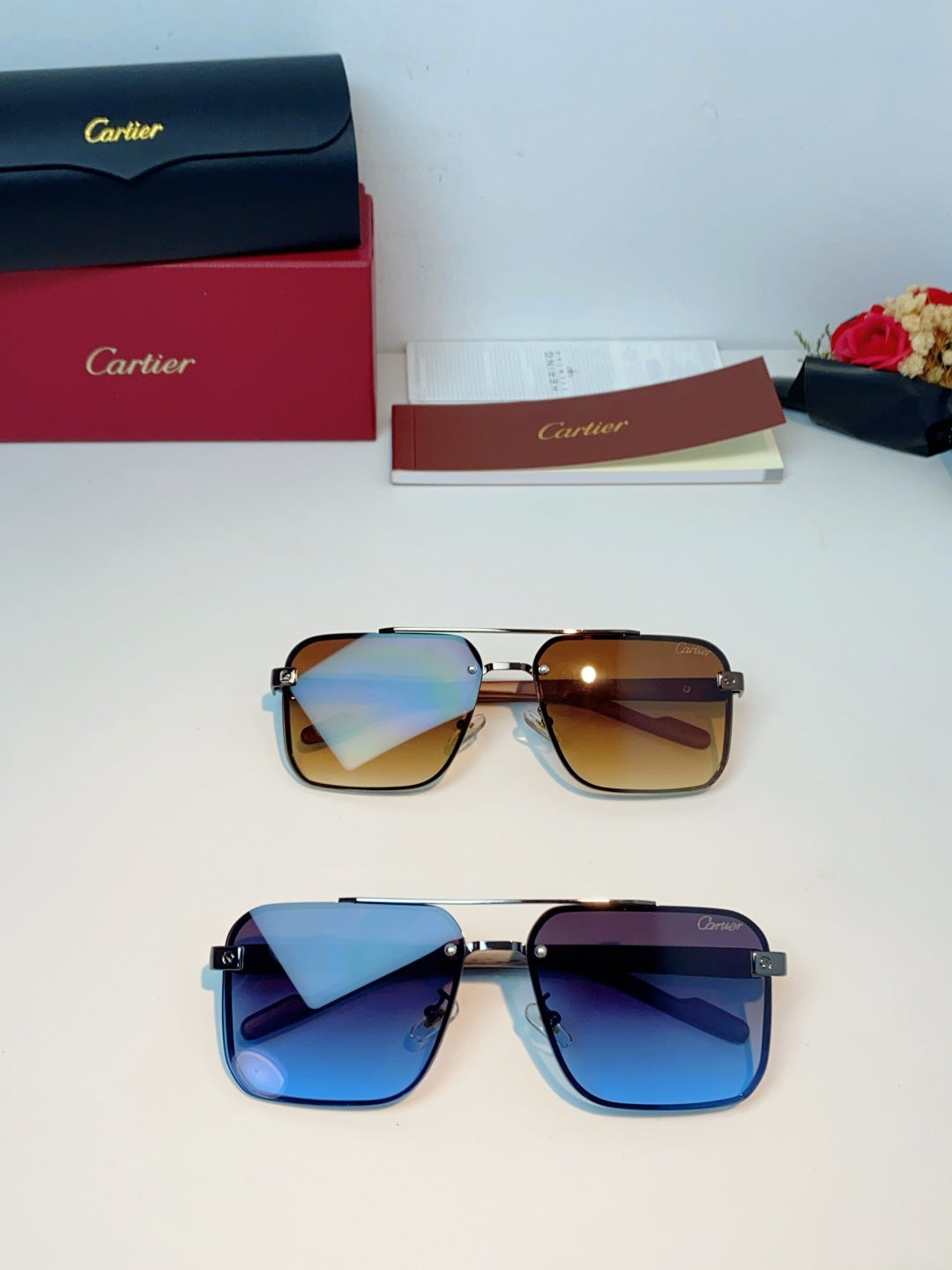 Cartier Metal Aviator Brown Lens Sunglasses for Men - detail image 13