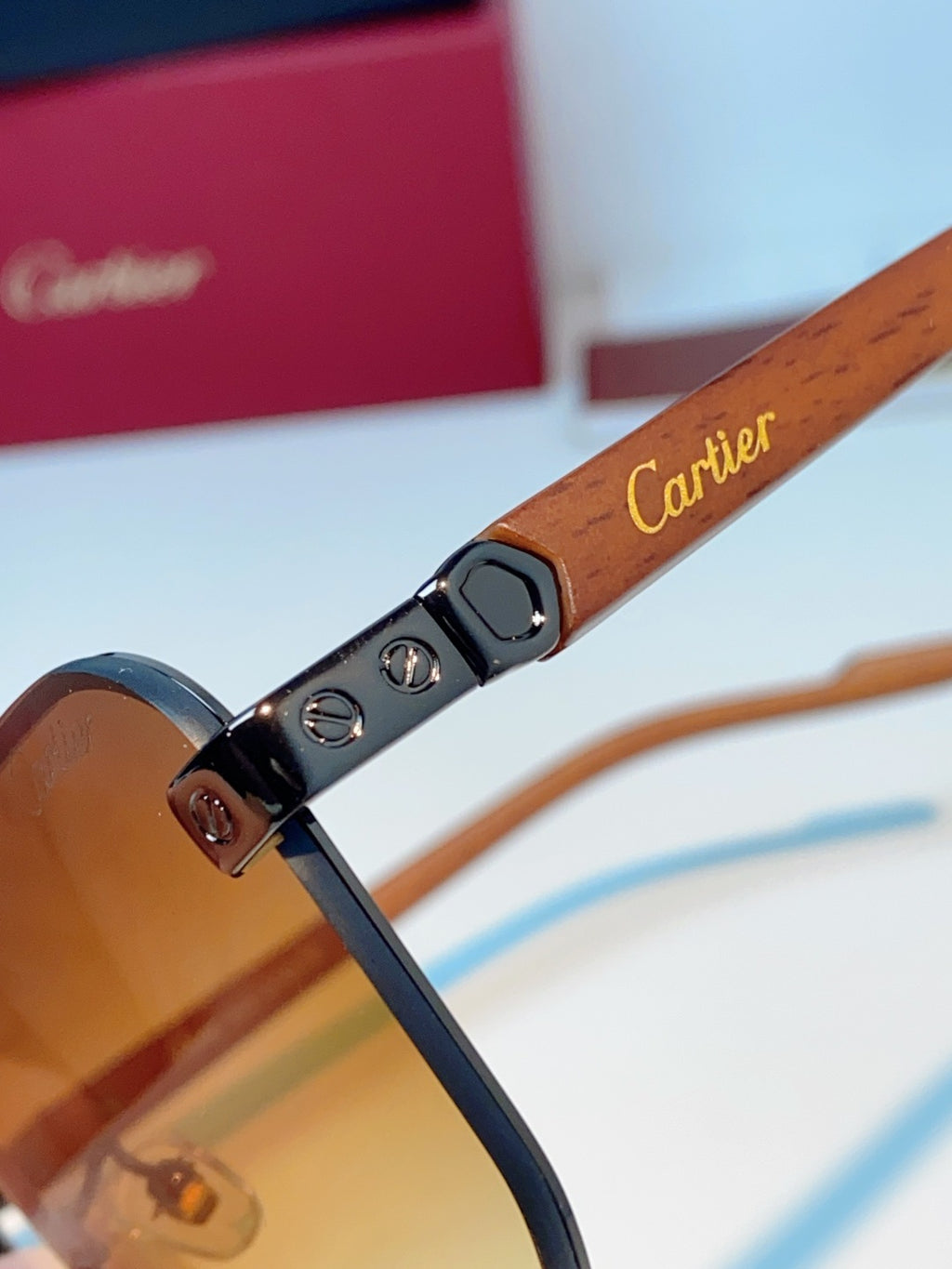 Cartier Metal Aviator Brown Lens Sunglasses for Men - detail image 8