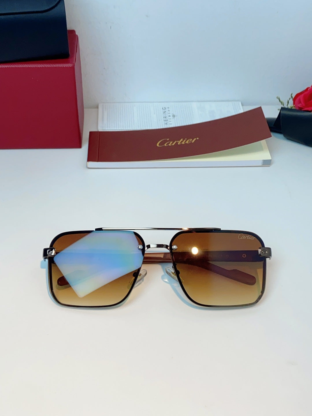 Cartier Metal Aviator Brown Lens Sunglasses for Men - detail image 10