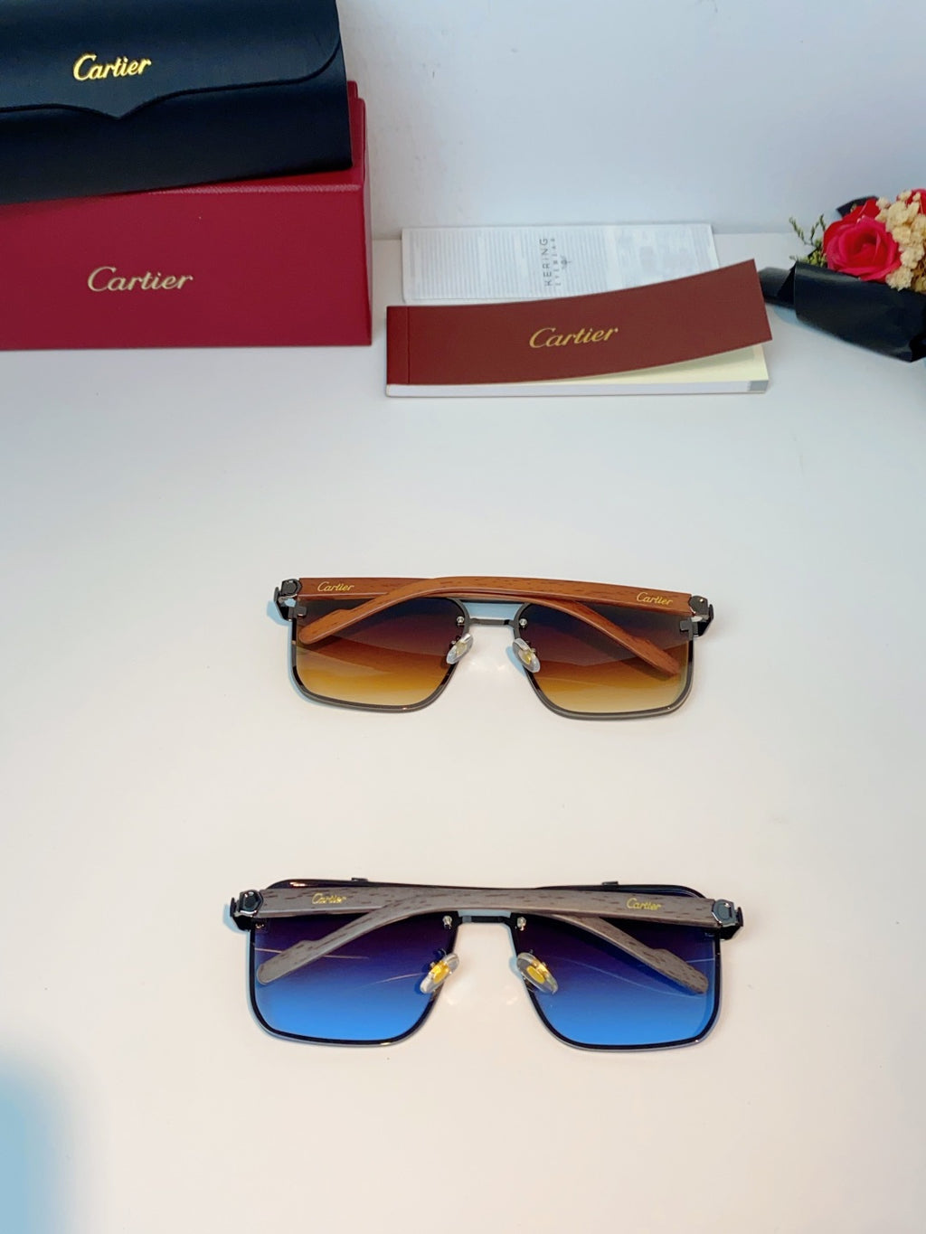Cartier Metal Aviator Brown Lens Sunglasses for Men - detail image 12