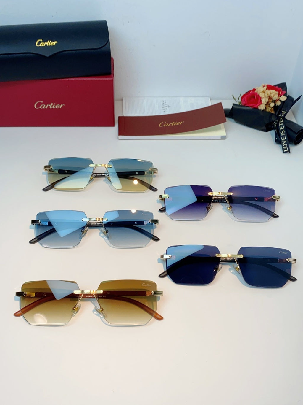 Cartier Lightweight Metal Rimless Gold Lens Sunglasses for Men & Wome - 358512 - detail image 13