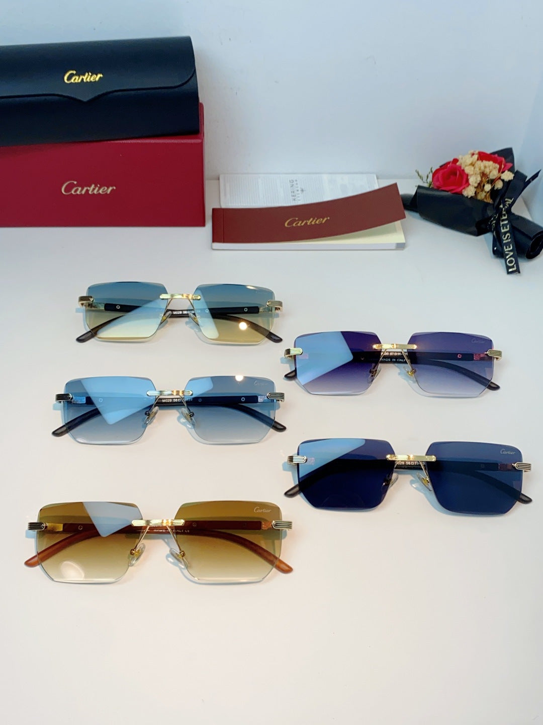 Cartier Lightweight Metal Rimless Gold Lens Sunglasses for Men & Wome - 358512 - detail image 13