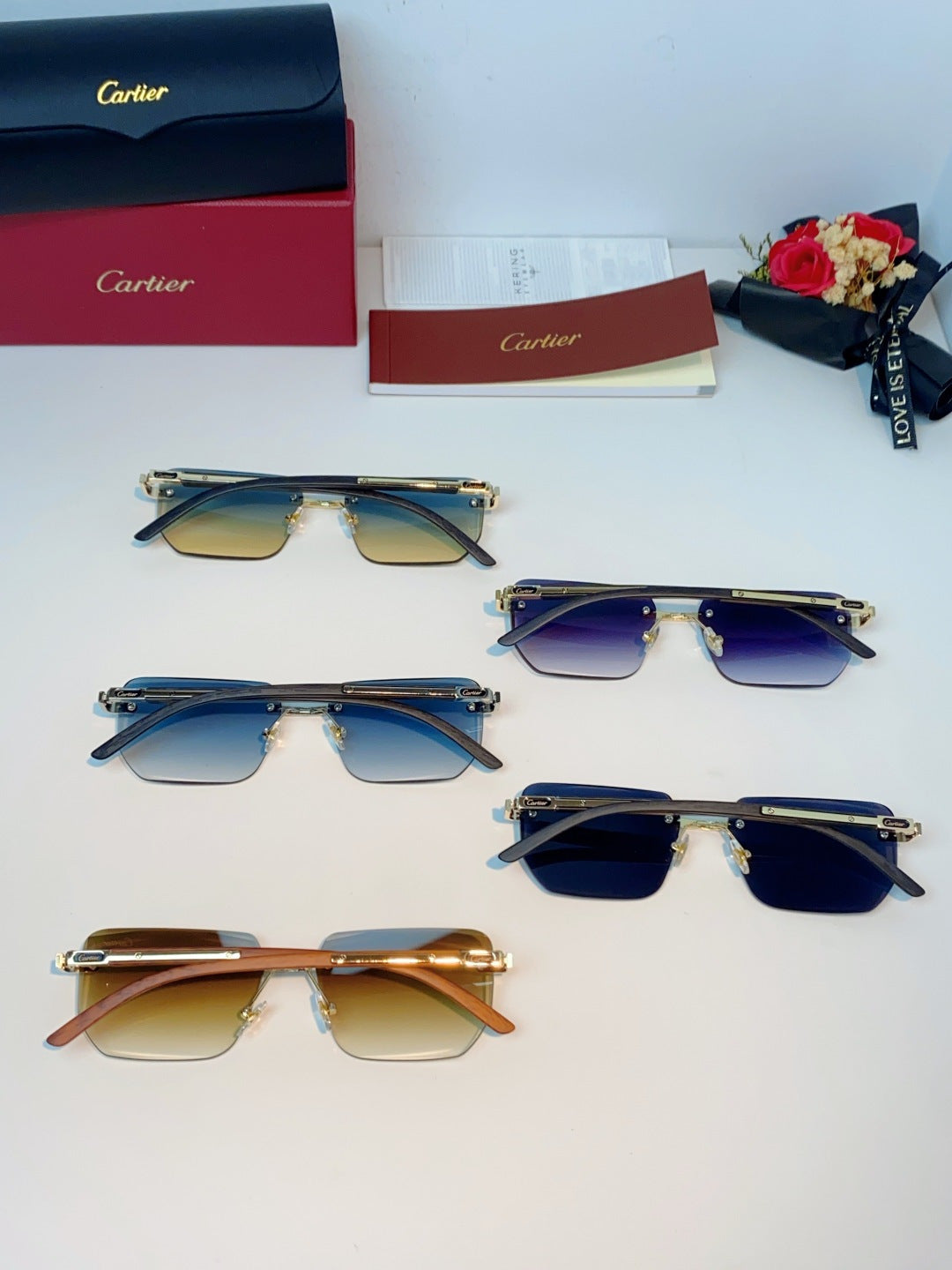 Cartier Lightweight Metal Rimless Silver Lens Sunglasses for Men & Wo - 358513 - detail image 11
