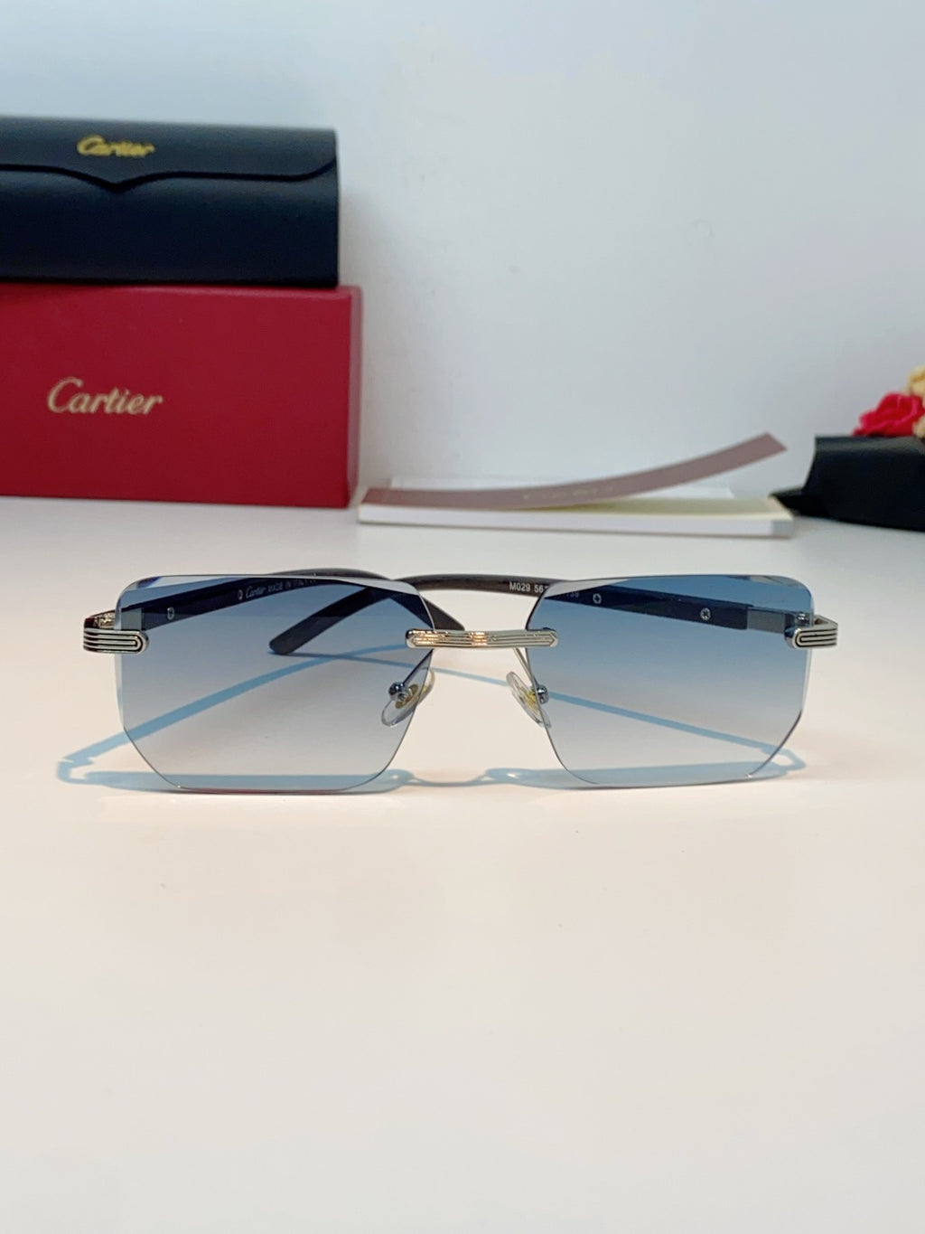 Cartier Lightweight Metal Rimless Silver Lens Sunglasses for Men & Wo - 358513 - detail image 2
