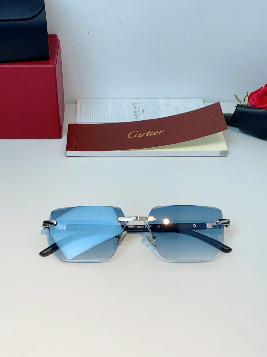 Cartier Lightweight Metal Rimless Silver Lens Sunglasses for Men & Wo - 358513 - detail image 9