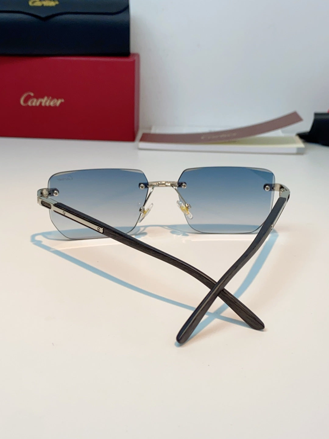 Cartier Lightweight Metal Rimless Silver Lens Sunglasses for Men & Wo - 358513 - detail image 3