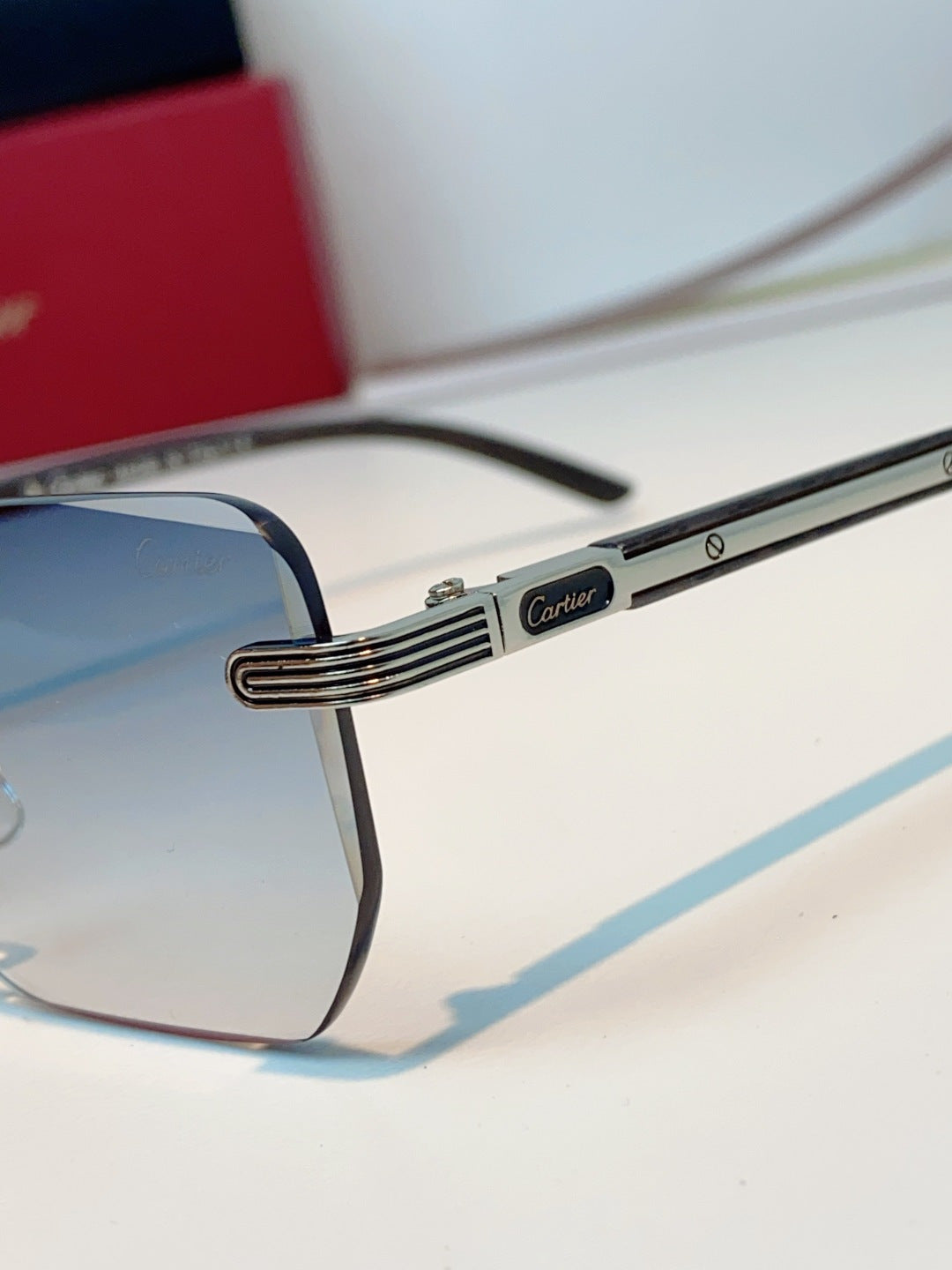 Cartier Lightweight Metal Rimless Silver Lens Sunglasses for Men & Wo - 358513 - detail image 7