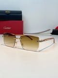 Cartier Lightweight Metal Rimless Orange Lens Sunglasses for Men & Women