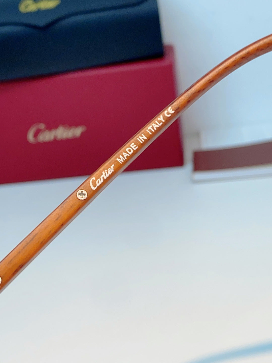 Cartier Lightweight Metal Rimless Orange Lens Sunglasses for Men & Women - detail image 9