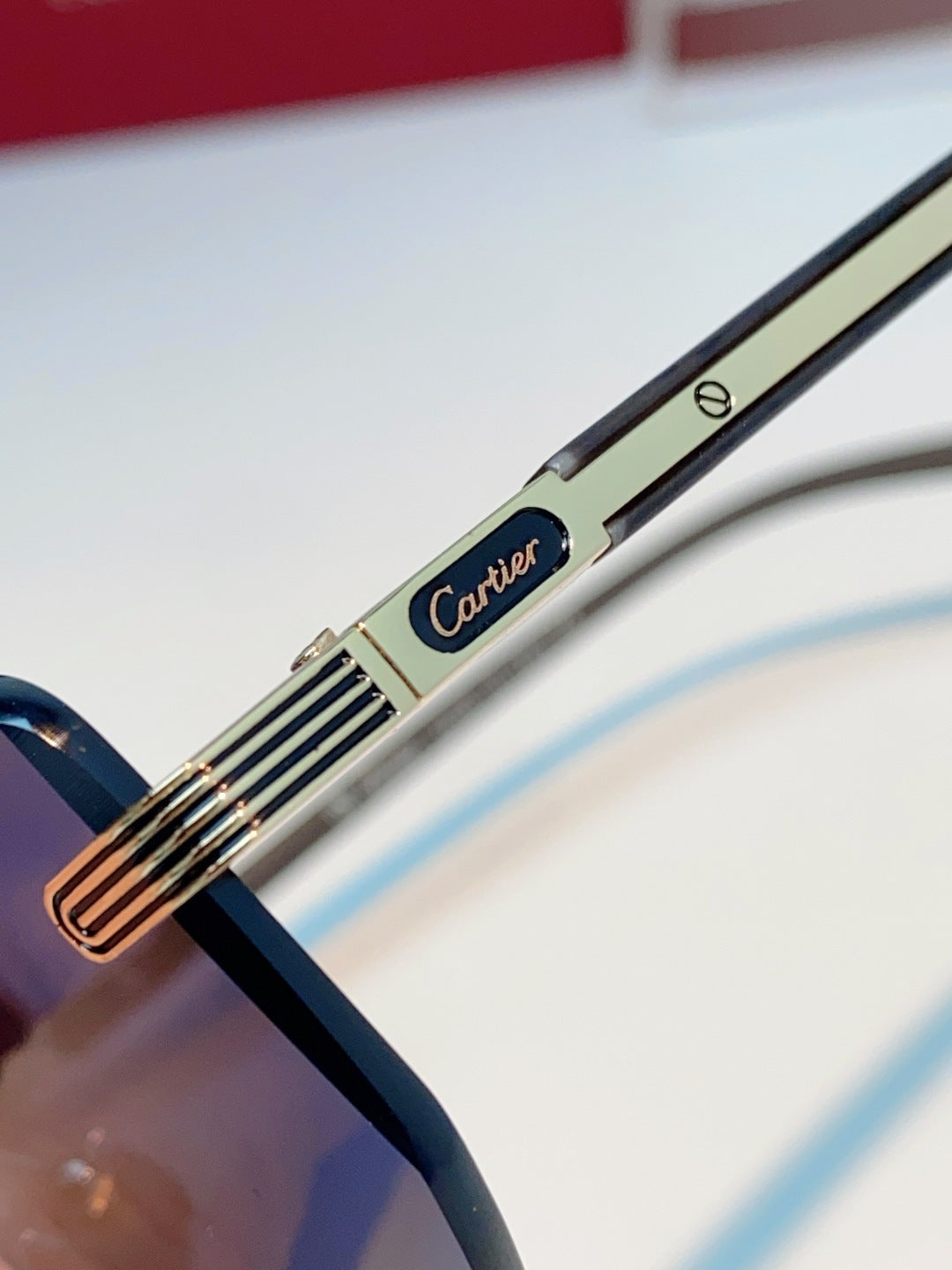 Cartier Lightweight Metal Rimless Blue Lens Sunglasses for Men & Wome - 358516 - detail image 8