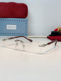 Gucci Lightweight Metal Rimless Silver Lens Sunglasses for Men & Women