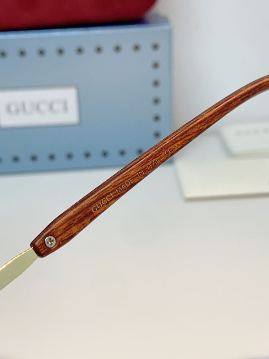 Gucci Lightweight Metal Rimless Red Lens Sunglasses for Men & Women - detail image 9