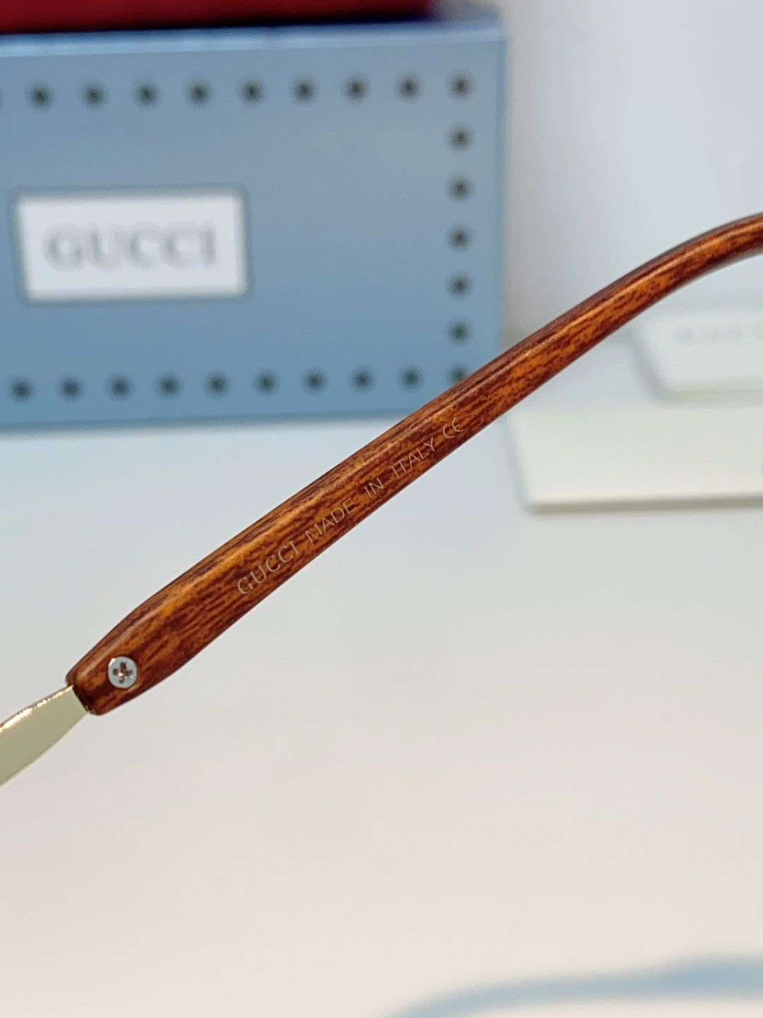 Gucci Lightweight Metal Rimless Brown Lens Sunglasses for Men & Women - detail image 9