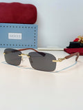 Gucci Lightweight Metal Rimless Black Lens Sunglasses for Men & Women