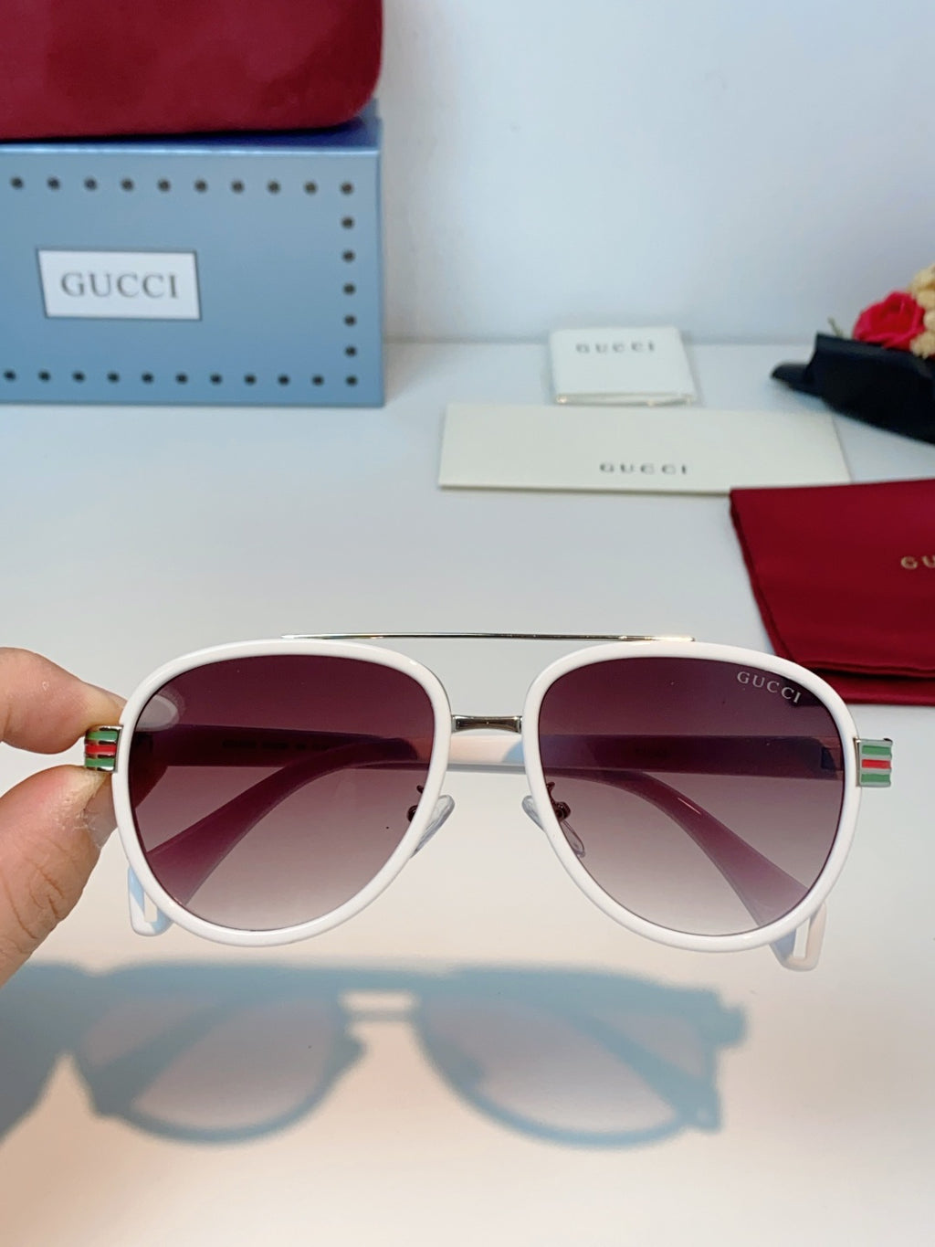Gucci Aviator Red Lens Sunglasses for Men & Women - 357959 - detail image 4
