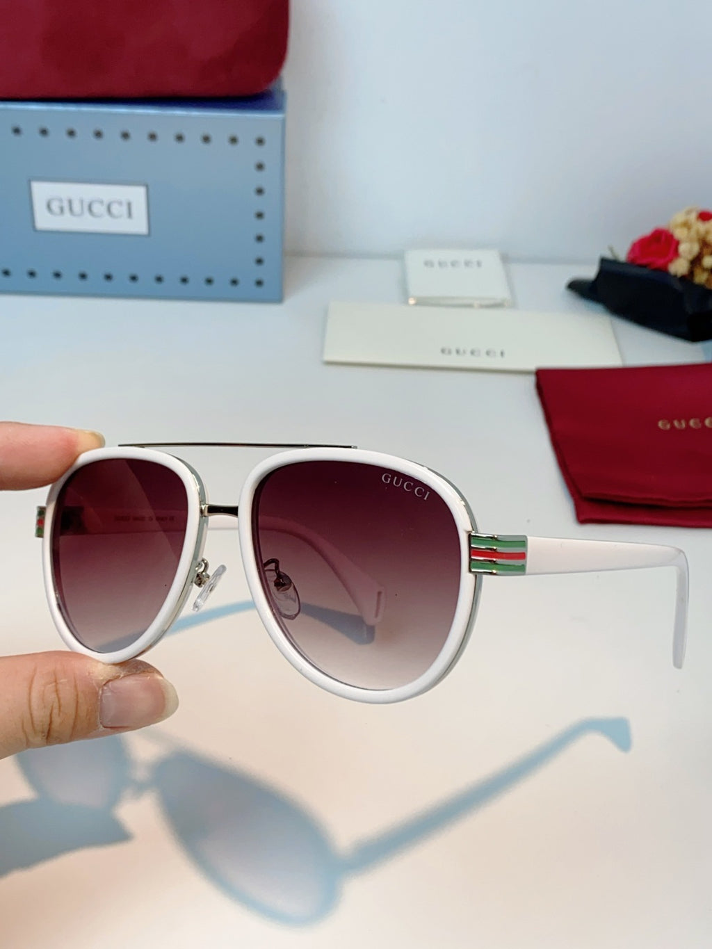 Gucci Aviator Red Lens Sunglasses for Men & Women - 357959 - detail image 6