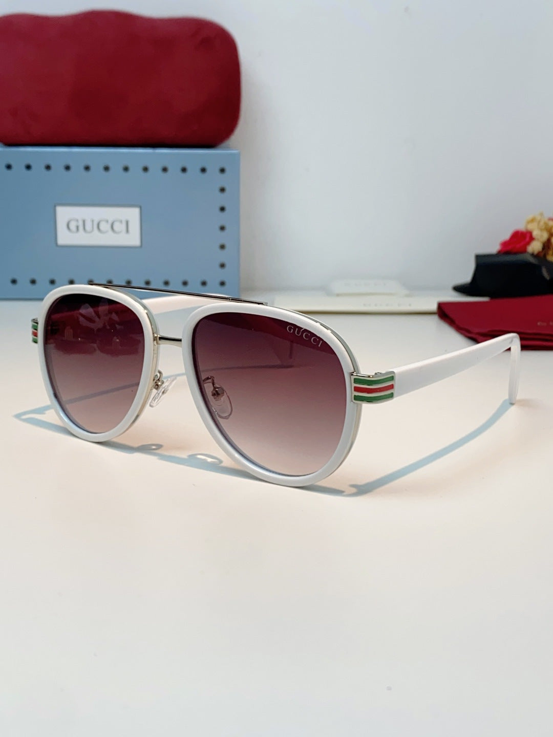 Gucci Aviator Red Lens Sunglasses for Men & Women - 357959