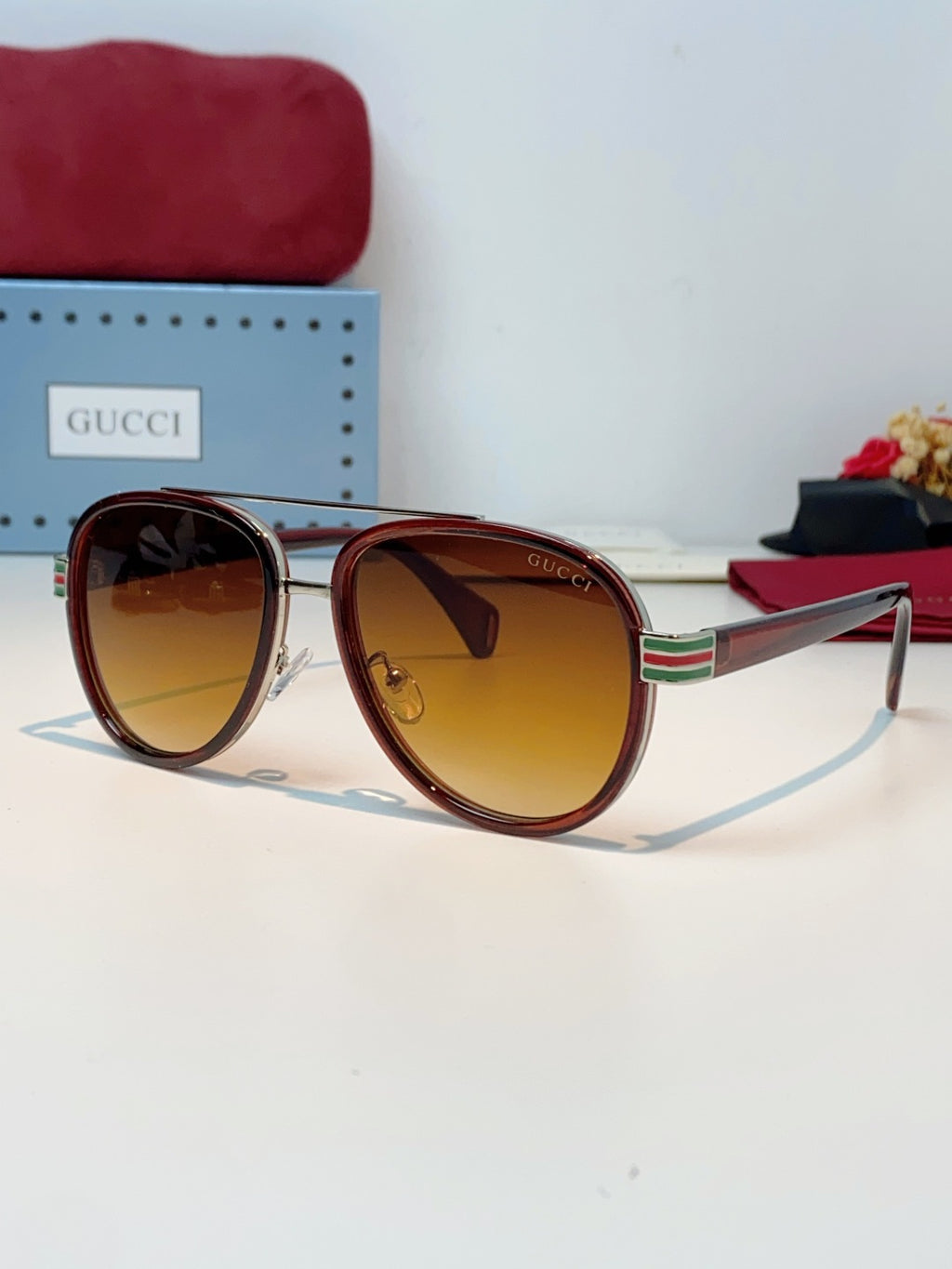 Gucci Aviator Brown Lens Sunglasses for Men & Women - 357960