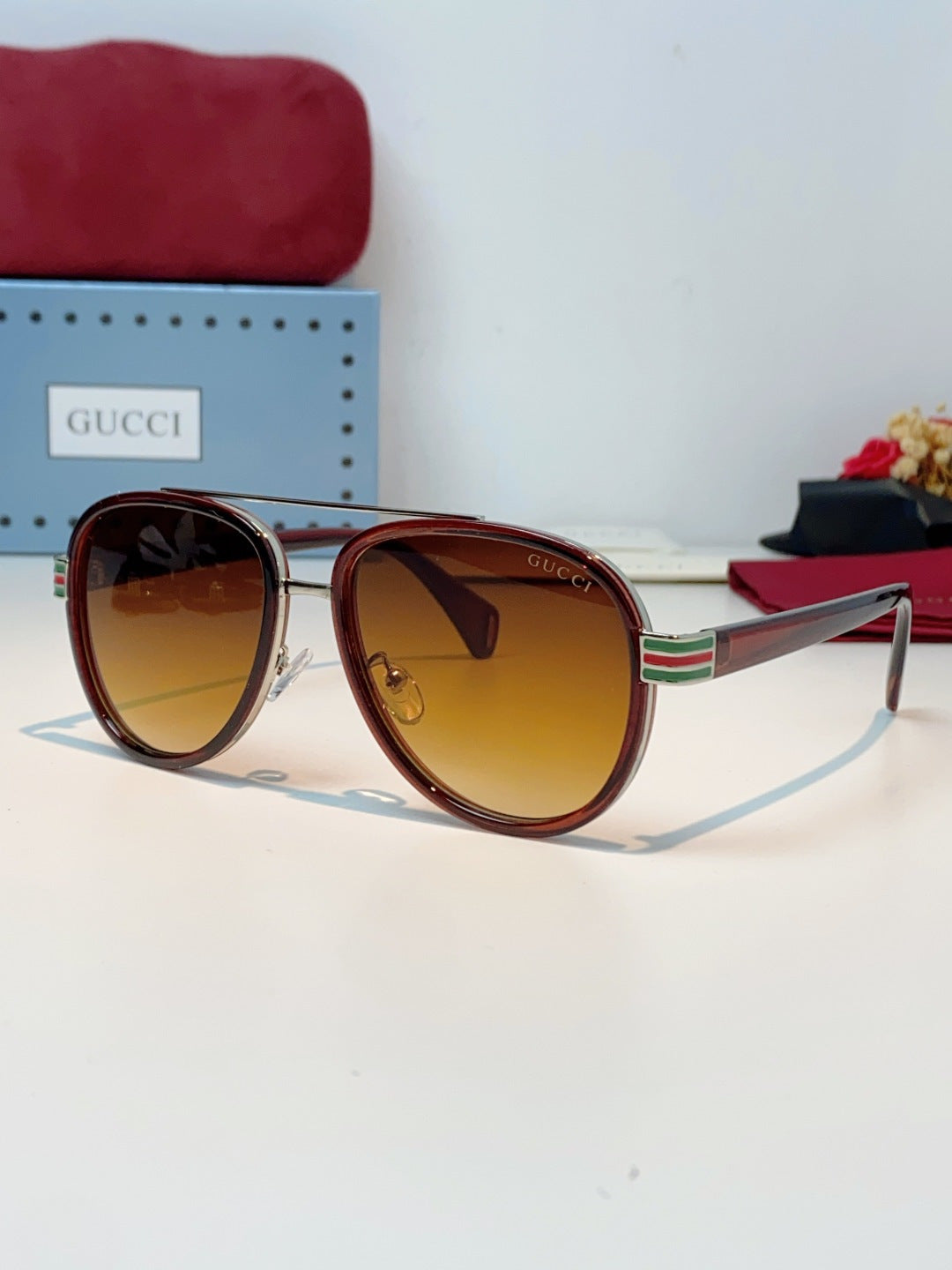 Gucci Aviator Brown Lens Sunglasses for Men & Women - 357960
